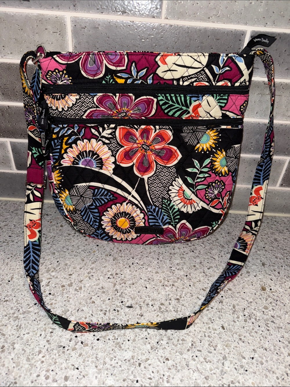Vera Bradley Kauai Floral Triple Zip Hipster Crossbody